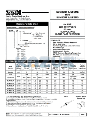 SUM20UF datasheet - HIGH VOLTAGE ULTRA FAST RECTIFIER