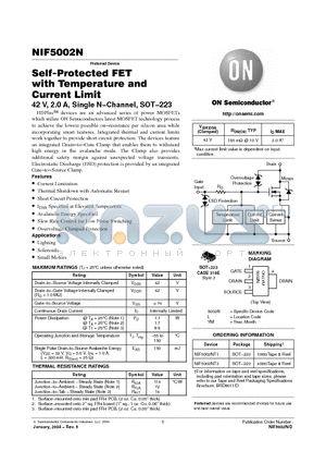 NIF5002ND datasheet - Self-Protected FET with Temperature and  Current Limit