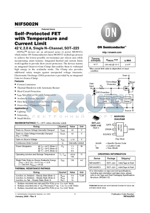 NIF5002NT1 datasheet - Self-Protected FET with Temperature and  Current Limit