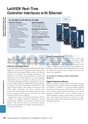 NICFP-2010 datasheet - LabVIEW Real-Time Controller Interfaces with Ethernet