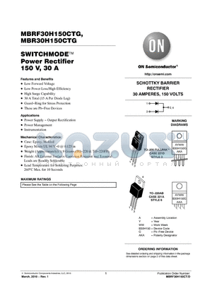 MBRF30H150CTG datasheet - SWITCHMODE Power Rectifier