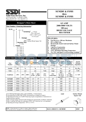 SUM30F datasheet - HIGH VOLTAGE RECTIFIER