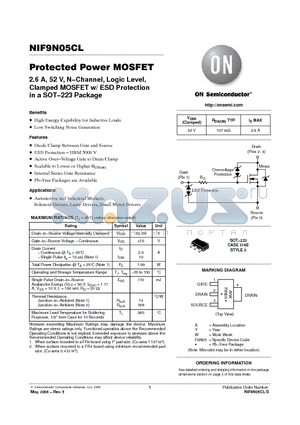 NIF9N05CLT1 datasheet - Protected Power MOSFET