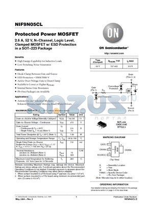NIF9N05CLT3G datasheet - Protected Power MOSFET
