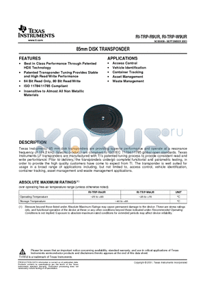 RI-TRP-R9UR datasheet - 85mm DISK TRANSPONDER