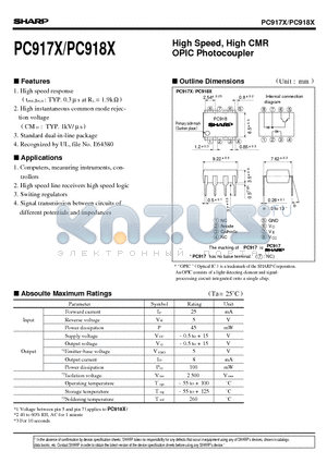 PC917X datasheet - High Speed, High CMR OPIC Photocoupler