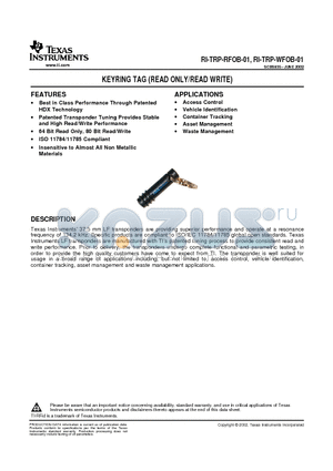 RI-TRP-RFOB-01 datasheet - KEYRING TAG (READ ONLY/READ WRITE)