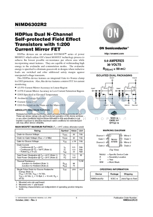 NIMD6302R2 datasheet - HDPlus Dual N-Channe Self-protected Field Effect Transistors with 1:200 Current Mirror FET