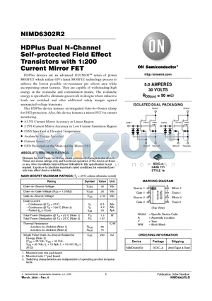 NIMD6302R2_06 datasheet - HDPlus Dual N−Channel Self−protected Field Effect Transistors with 1:200 Current Mirror FET