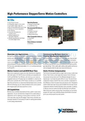 NIMID-7652 datasheet - High-Performance Stepper/Servo Motion Controllers