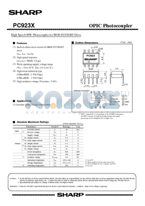 PC923X datasheet - OPIC Photocoupler