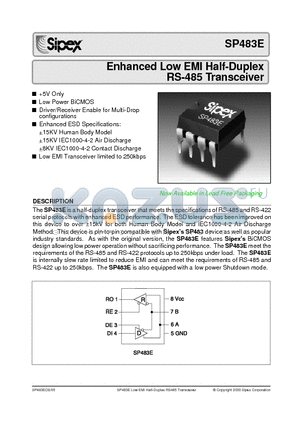SP483EEN datasheet - Enhanced Low EMI Half-Duplex RS-485 Transceiver