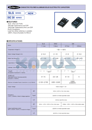 SLG datasheet - CONDUCTIVE POLYMER ALUMINUM SOLID ELECTROLYTIC CAPACITORS