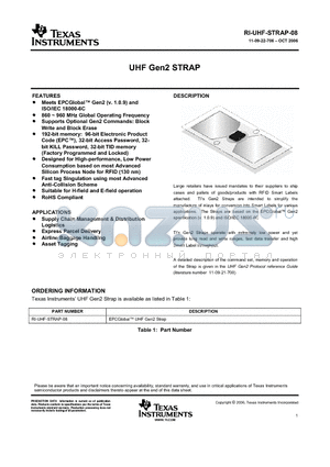 RI-UHF-STRAP-08 datasheet - 9UHF Gen2 STRAP