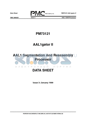 PM73121-RI datasheet - AAL1 Segmentation And Reassembly Processor