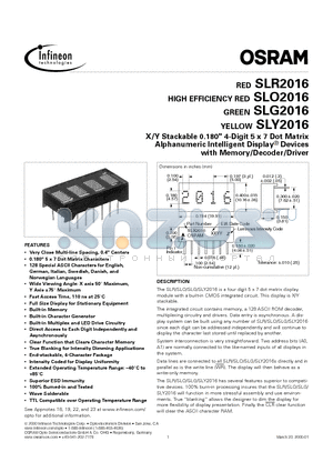 SLG2016 datasheet - Alphanumeric Intelligent Display DEVICES WITH MEMORY/DECODER/ DRIVER