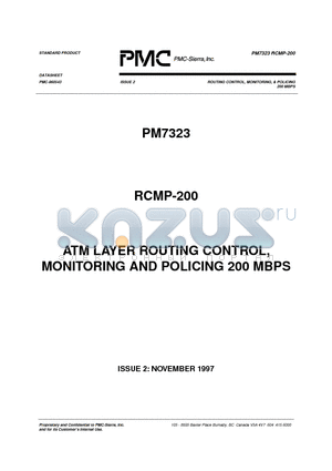 PM7323 datasheet - ROUTING CONTROL, MONITORING, & POLICING 200 MBPS