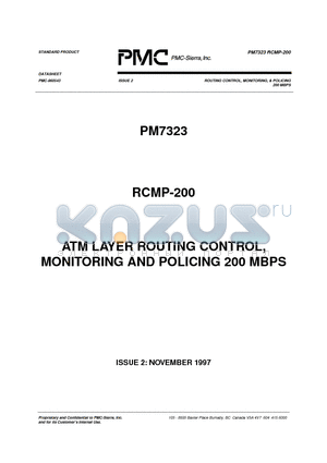 PM7323-SI datasheet - ROUTING CONTROL, MONITORING, & POLICING 200 MBPS