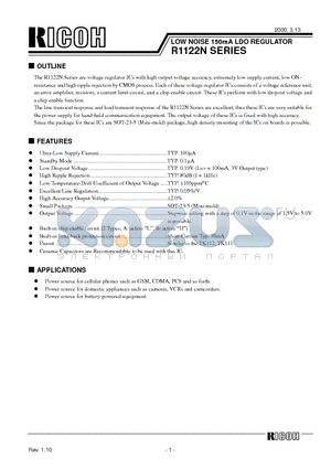 R1122N301A datasheet - LOW NOISE 150mA LDO REGULATOR