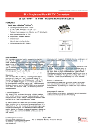 SLH2805S/KR datasheet - SLH Single and Dual DC/DC Converters