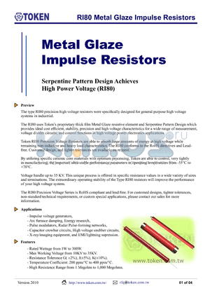 RI80-150 datasheet - RI80 Metal Glaze Impulse Resistors