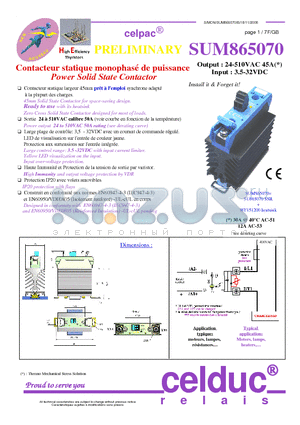 SUM865070 datasheet - Power Solid State Contactor
