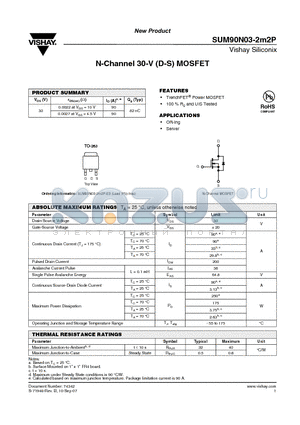 SUM90N03-2M2P datasheet - N-Channel 30-V (D-S) MOSFET