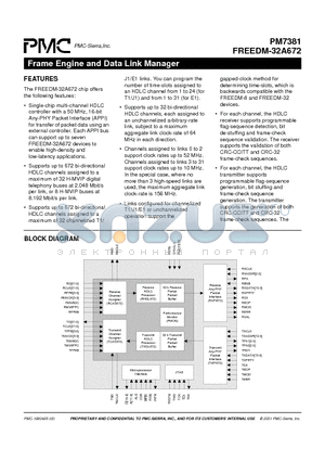 PM7381 datasheet - Frame Engine and Data Link Manager