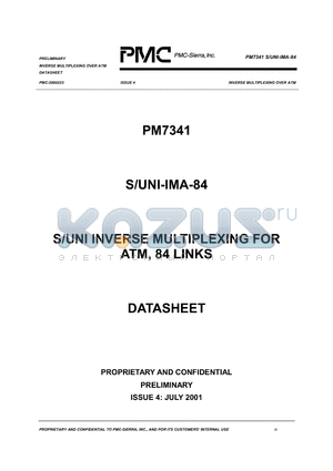 PM7341 datasheet - S/UNI INVERSE MULTIPLEXING FOR ATM, 84 LINKS