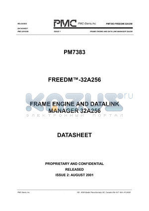 PM7383-PI datasheet - FRAME ENGINE AND DATA LINK MANAGER 32A256