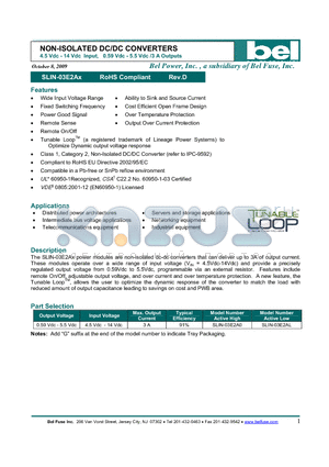 SLIN-03E2AL datasheet - NON-ISOLATED DC/DC CONVERTERS 4.5 Vdc - 14 Vdc Input, 0.59 Vdc - 5.5 Vdc /3 A Outputs