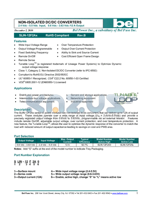 SLIN-12F2A0 datasheet - NON-ISOLATED DC/DC CONVERTERS