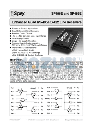 SP488E datasheet - Enhanced Quad RS-485/RS-422 Line Receivers