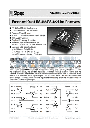 SP488ECT datasheet - Enhanced Quad RS-485/RS-422 Line Receivers