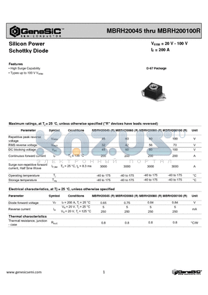 MBRH20045 datasheet - High Surge Capability