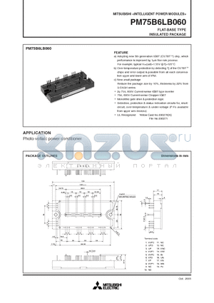 PM75B6LB060 datasheet - FLAT-BASE TYPE INSULATED PACKAGE