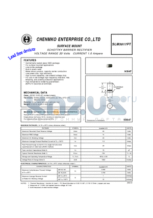 SLM5817PT datasheet - SCHOTTKY BARRIER RECTIFIER