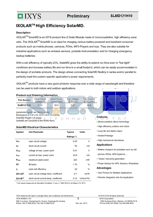 SLMD121H10 datasheet - IXOLAR High Efficiency SolarMD.