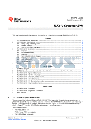 SLLU155 datasheet - TLK110 Customer EVM