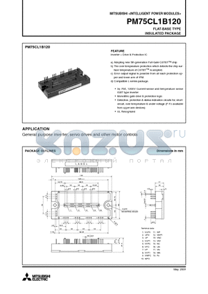 PM75CL1B120 datasheet - INTELLIGENT POWER MODULES FLAT-BASE TYPE INSULATED PACKAGE