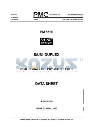 PM7350 datasheet - DUAL SERIAL LINK PHY MULTIPLEXER