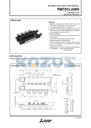 PM75CLA060 datasheet - FLAT-BASE TYPE INSULATED PACKAGE