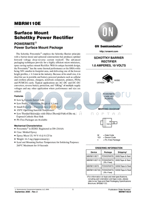 MBRM110ET1 datasheet - Surface Mount Schottky Power Rectifier
