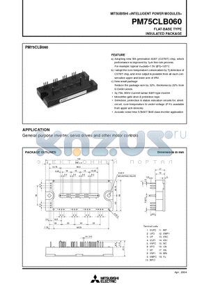PM75CLB060 datasheet - FLAT-BASE TYPE INSULATED PACKAGE