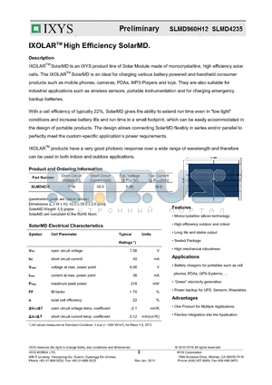 SLMD960H12 datasheet - IXOLAR High Efficiency SolarMD.