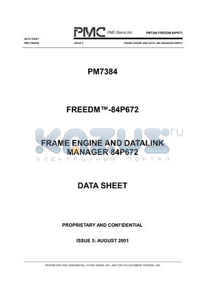 PM7384 datasheet - FRAME ENGINE AND DATA LINK MANAGER 84P672