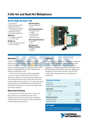 NIPXI-2595 datasheet - 5 GHz 4x1 and Quad 4x1 Multiplexers