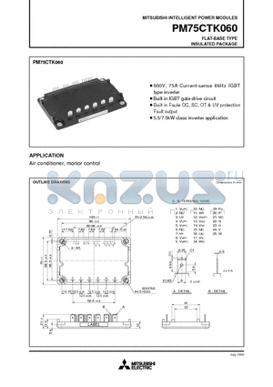 PM75CTK060 datasheet - FLAT-BASE TYPE INSULATED PACKAGE