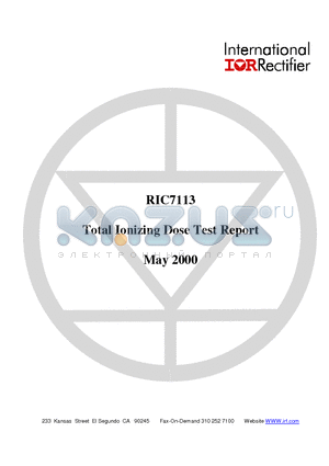 RIC7113 datasheet - Total Ionizing Dose Test Report