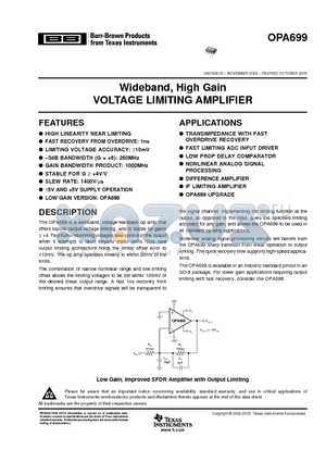 OPA699 datasheet - Wideband, High Gain VOLTAGE LIMITING AMPLIFIER